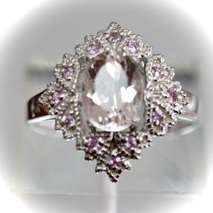 New Sterling Silver Pink Tourmaline Ring SZ 10